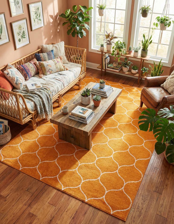 Detail image of 7' 10 x 10' Lattice Frieze Rug