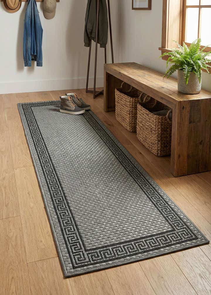 2' x 6' Easy-Clean Border Indoor / Outdoor Runner Rug