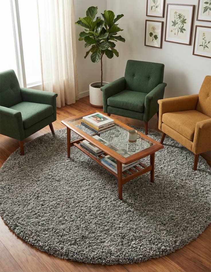 Detail image of  6' x 6' Solid Shag Round Rug