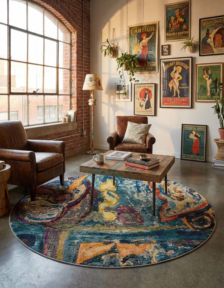 Detail image of  6' x 6'  Washable Haerfest Round Rug