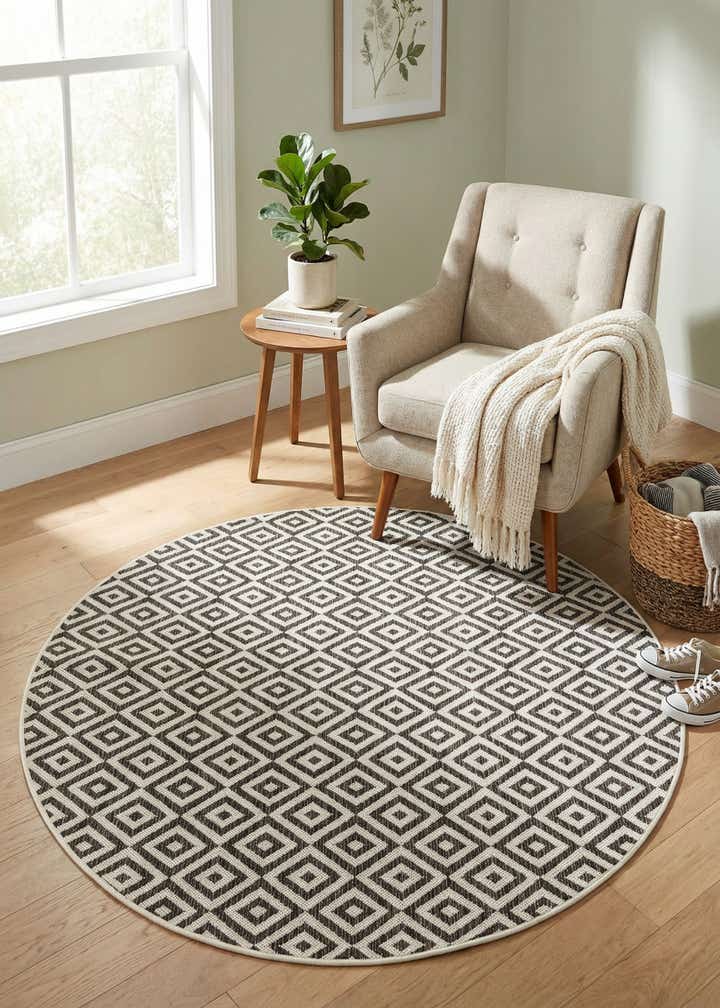 5' 3 x 5' 3 Easy-Clean Jill Zarin Costa Rica Indoor / Outdoor Round Rug