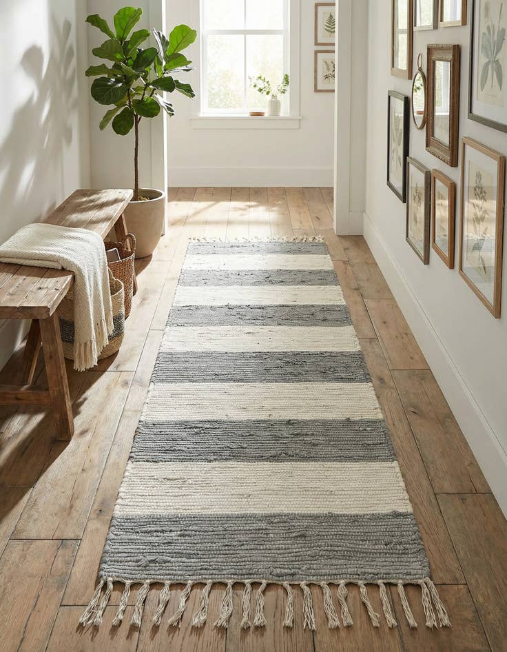 Detail image of 2' x 5' 1 Hand Woven Chindi Rag Runner Rug