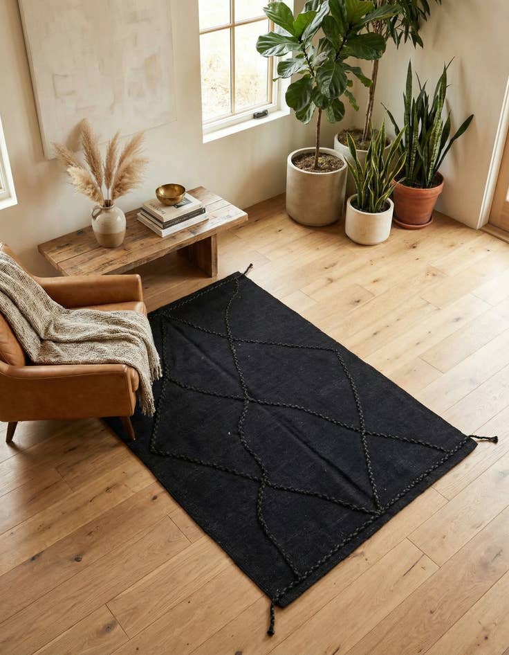 Detail image of 3' 6 x 5' Hand Knotted Moroccan Wool Rug