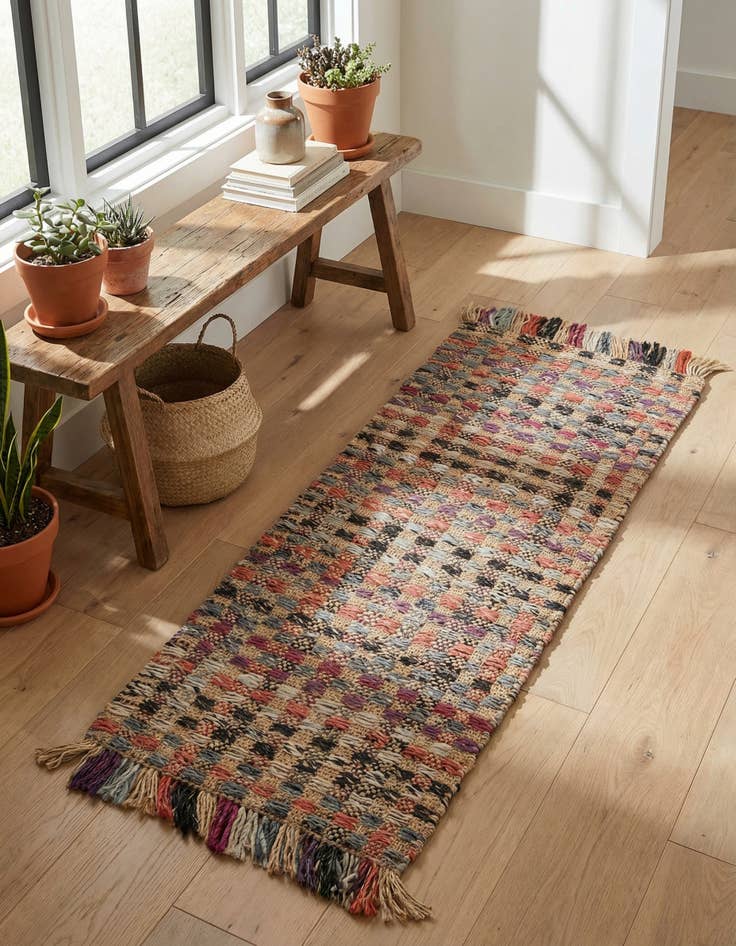 Detail image of 2' x 5' 1 Hand Woven Chunky Jute Runner Rug