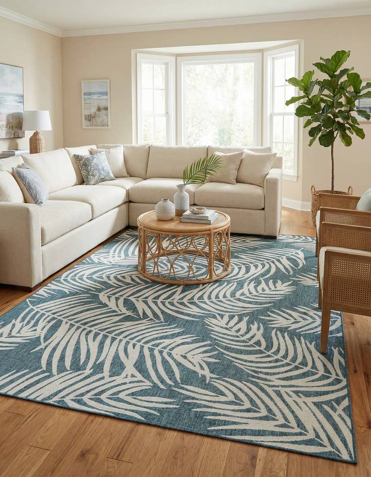 Detail image of 10' x 14'  Washable Botanical Indoor / Outdoor Rug