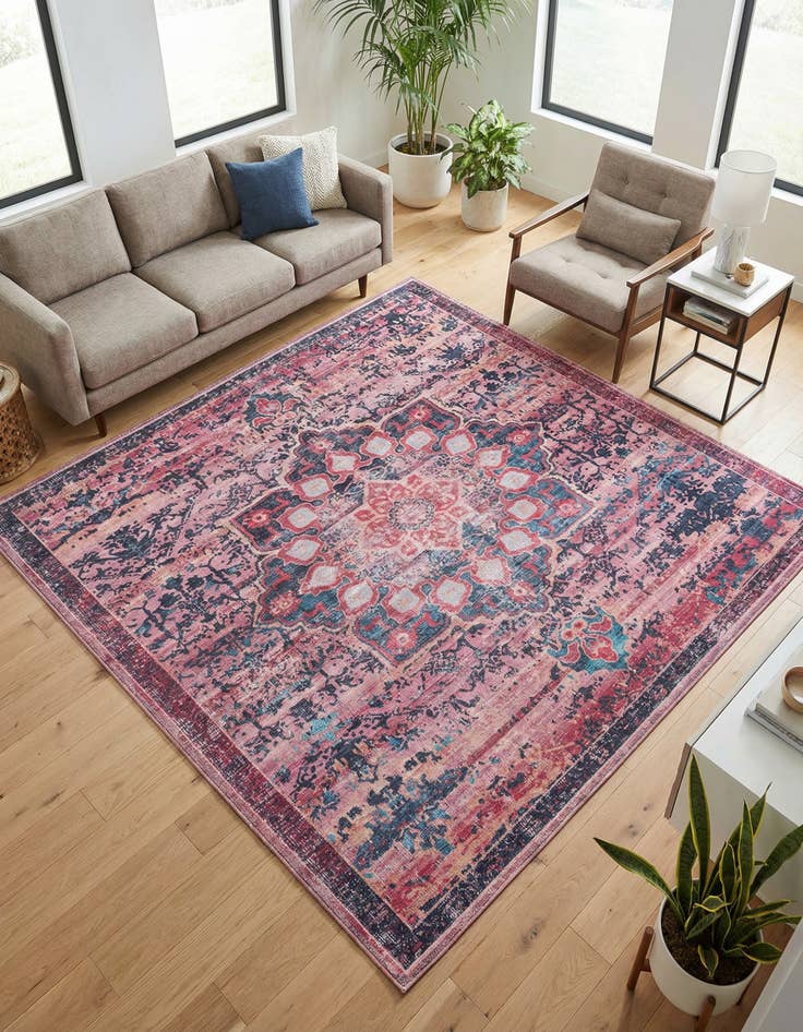 Detail image of 7' 10 x 7' 10 Washable Francesca Square Rug