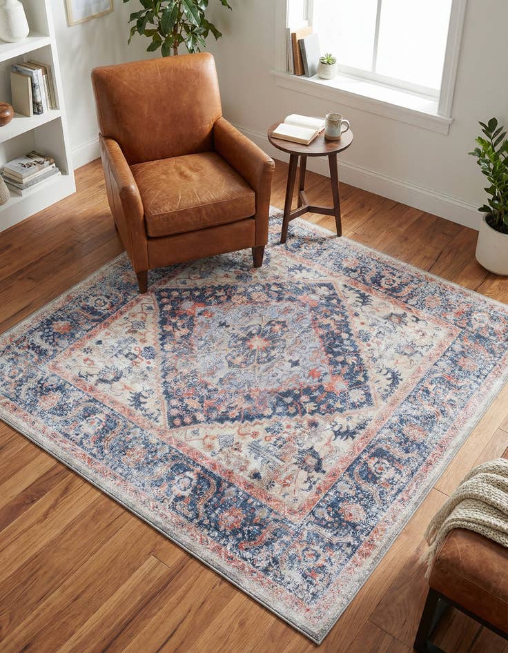 Detail image of 5' x 5'  Washable Yara Square Rug