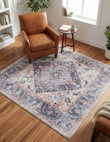5' x 5' Washable Yara Square Rug