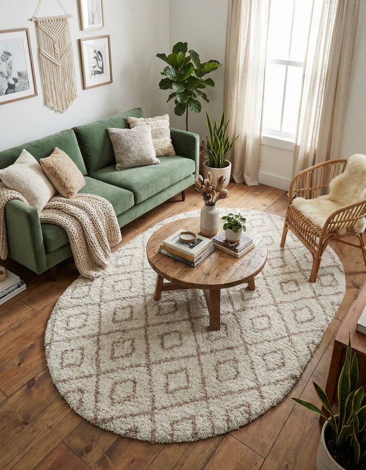 Detail image of 7' 10 x 10' Lattice Shag Oval Rug