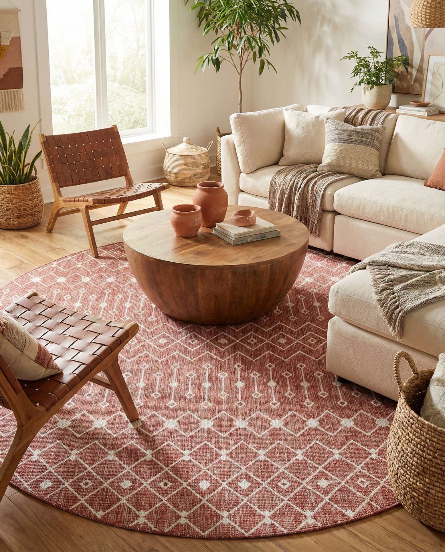 10' 8 x 10' 8 Easy-Clean Lattice Indoor / Outdoor Round Rug