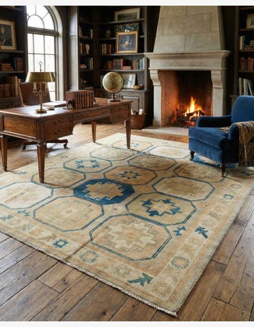 8' 1 x 9' 10 Hand Knotted Oushak Wool Rug