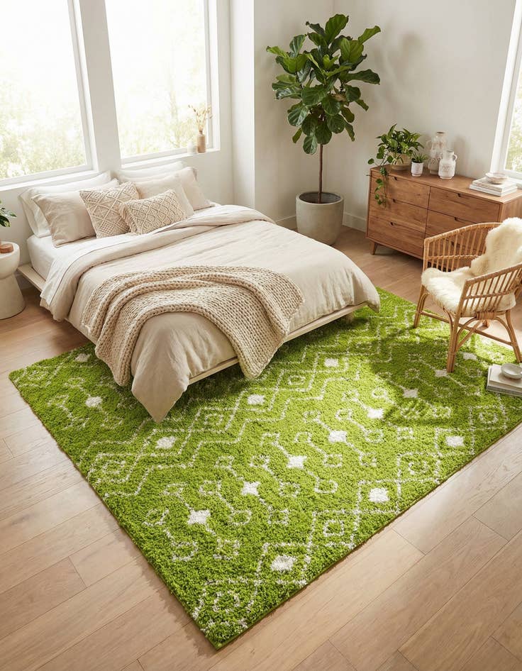 Detail image of 7' 10 x 7' 10 Moroccan Trellis Shag Square Rug