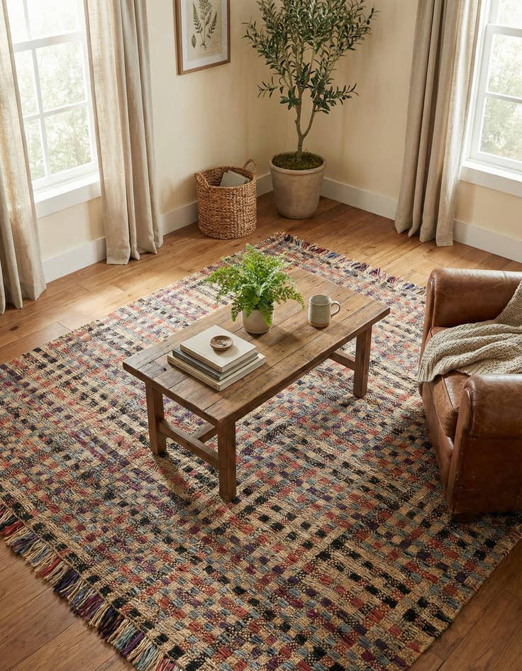 Detail image of 7' 10 x 7' 10 Hand Woven Chunky Jute Square Rug