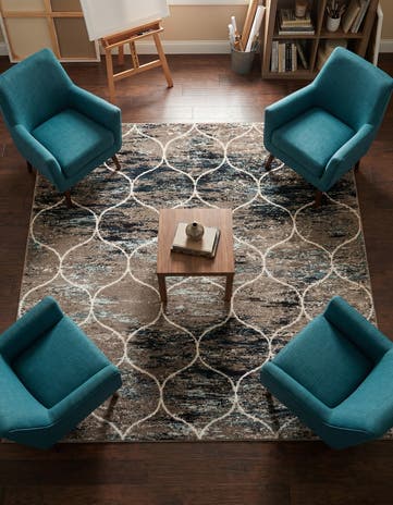 7' x 7' Lattice Frieze Square Rug