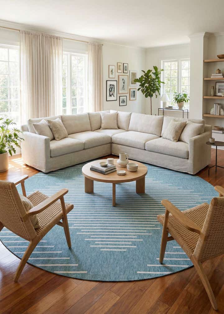 13' x 13' Easy-Clean Modern Indoor / Outdoor Round Rug