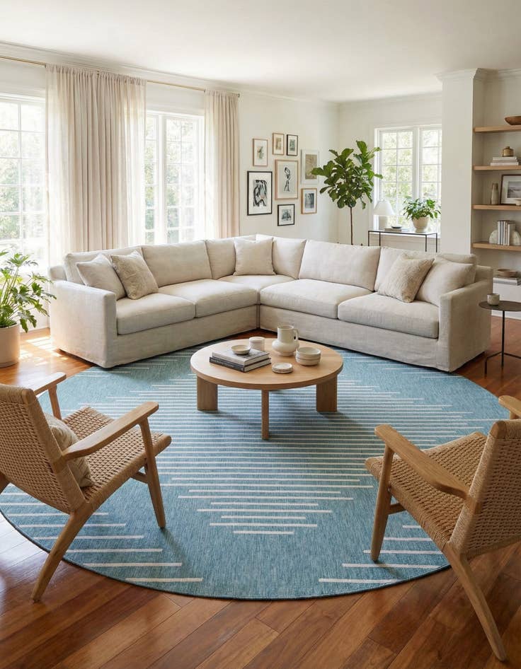 Detail image of 13' x 13'  Washable Modern Indoor / Outdoor Round Rug