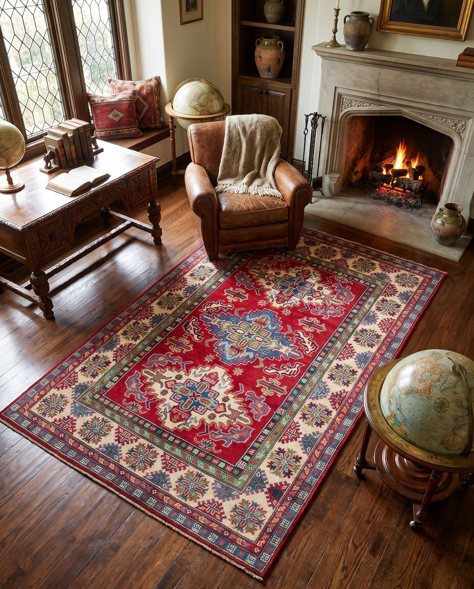 4' 10 x 7' 3 Hand Knotted Kazak Rug