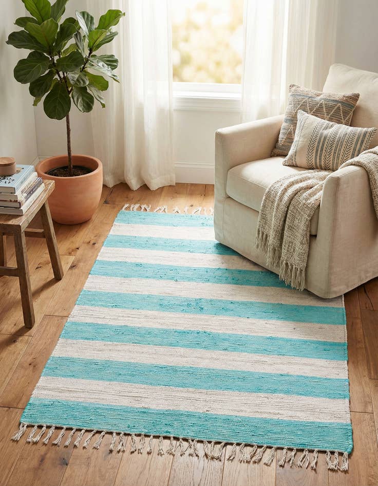 Detail image of 4' 1 x 6' 1 Hand Woven Chindi Rag Rug