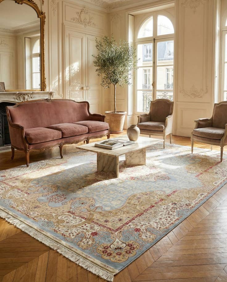 Detail image of 9' 2 x 12' 6 Qom Bamboo Silk Rug