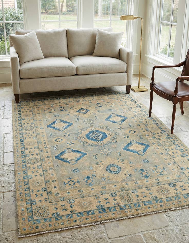 Detail image of 4' 9 x 6' 10 Hand Knotted Oushak Wool Rug