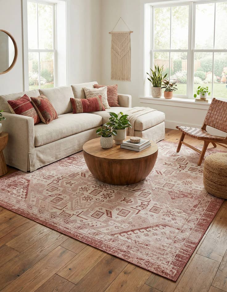 Detail image of 10' x 10'  Washable Aztec Indoor / Outdoor Square Rug