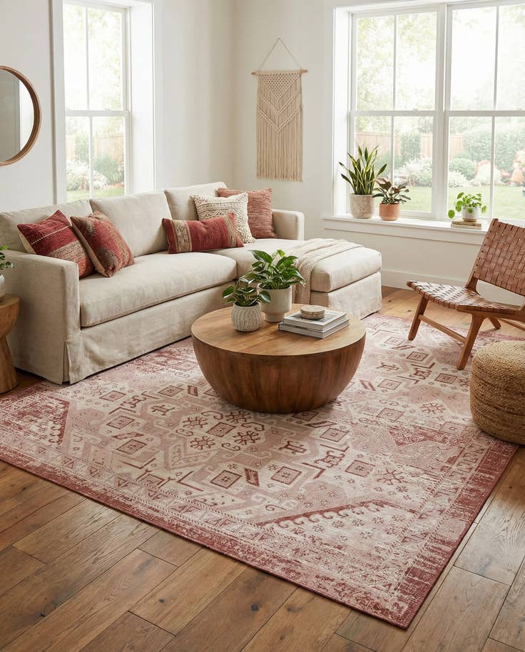 Detail image of 10' x 10' Easy-Clean Aztec Indoor / Outdoor Square Rug