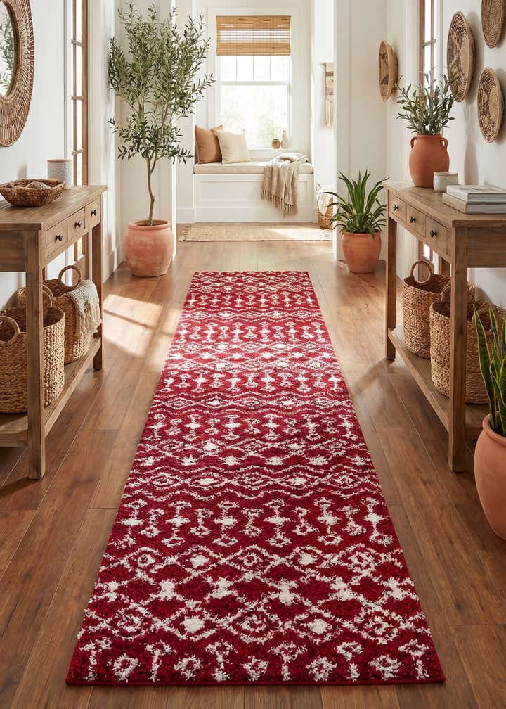 3' 3 x 16' 5 Moroccan Trellis Shag Runner Rug