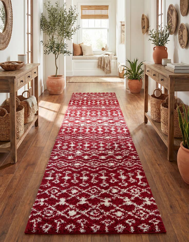 Detail image of 3' 3 x 16' 5 Moroccan Trellis Shag Runner Rug