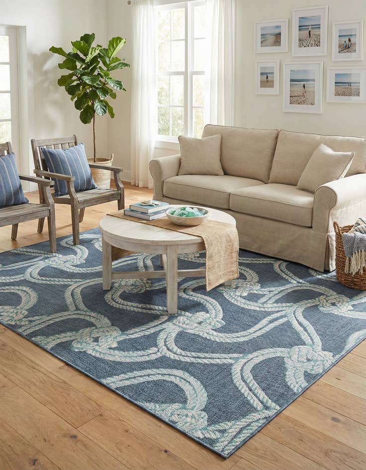 Detail image of 7' 10 x 10'  Washable Coastal Indoor / Outdoor Rug