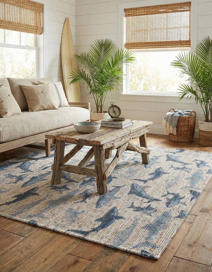 Detail image of 6' 1 x 9'  Hand Woven Chenille Jute Rug