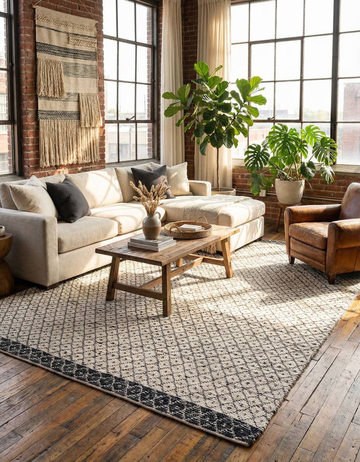 Detail image of 10' x 14' 1 Hand Woven Chindi Trellis Rug