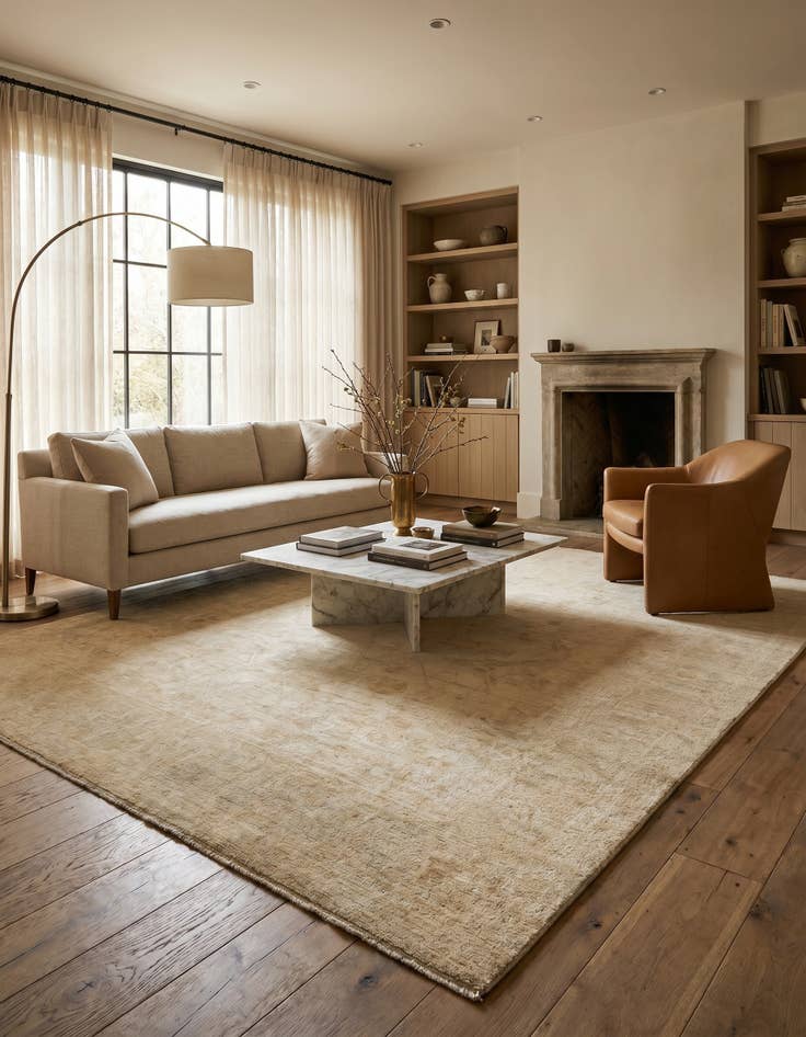 Detail image of 8' 1 x 9' 9 Hand Knotted Oushak Wool Rug