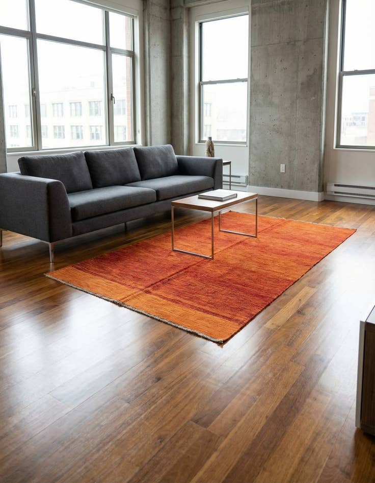 Detail image of 4' 1 x 6' 2 Hand Woven Kilim Modern Wool Rug