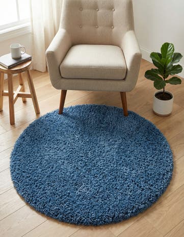 3' x 3' Solid Shag Round Rug