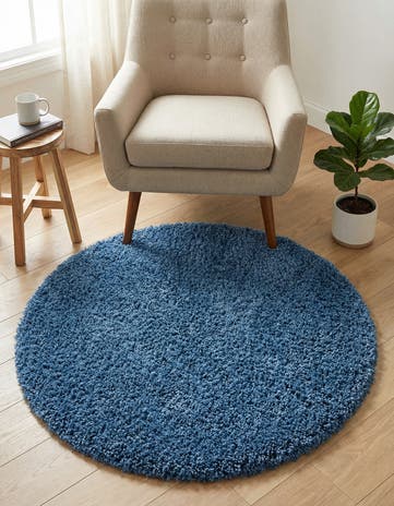 3' x 3' Solid Shag Round Rug