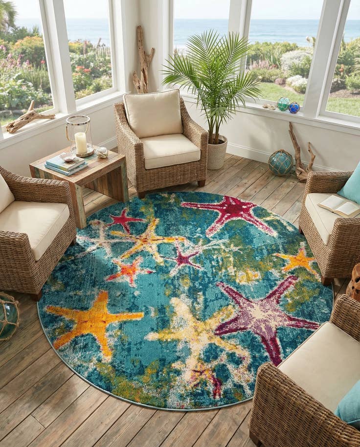 Detail image of 6' 1 x 6' 1 Washable Amalfi Round Rug