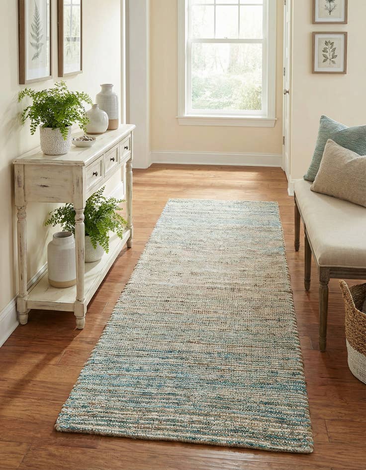 Detail image of  2' 2 x 6' 1  Hand Woven Chenille Jute Runner Rug