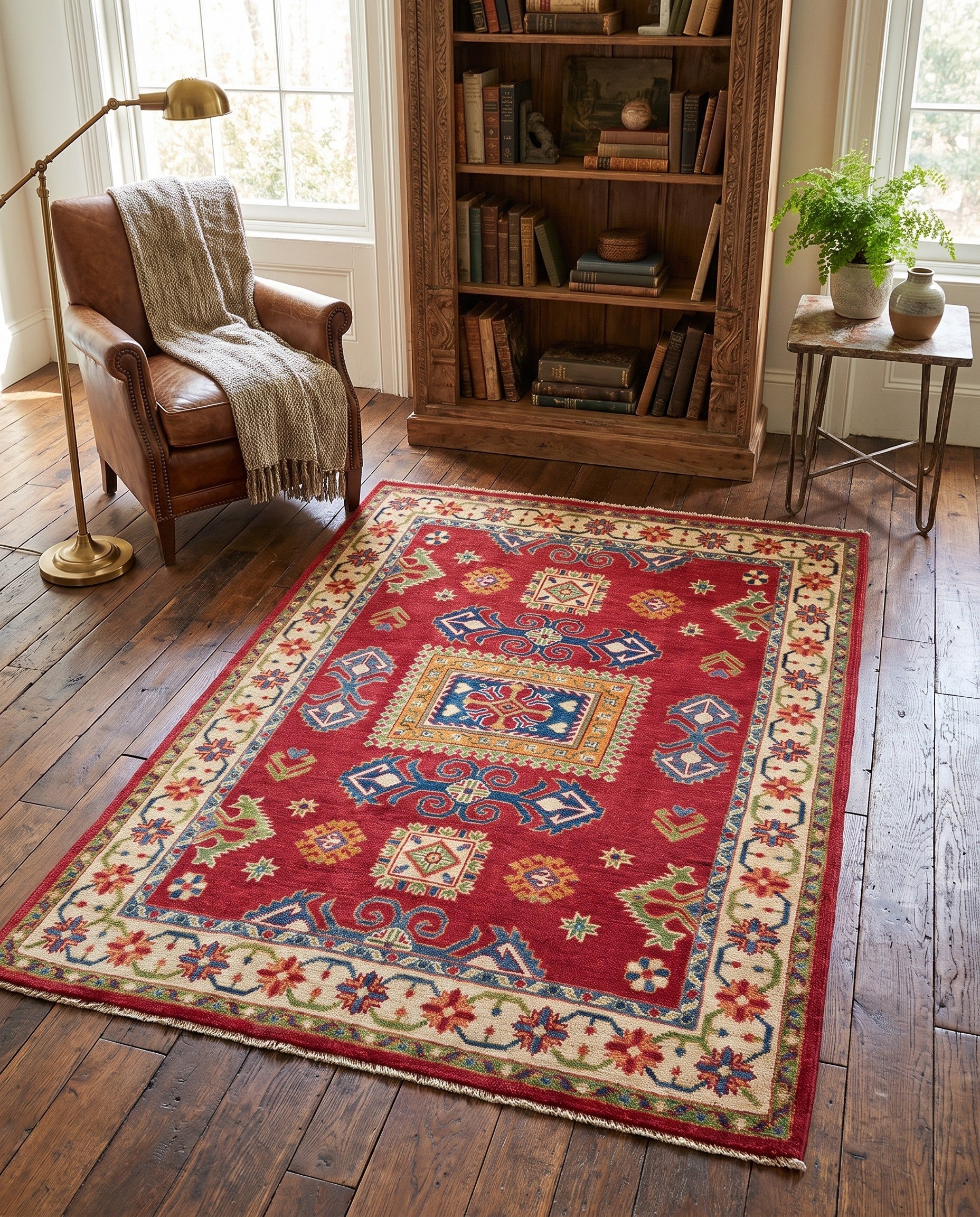 125cm x 185cm Hand Knotted Kazak Rug