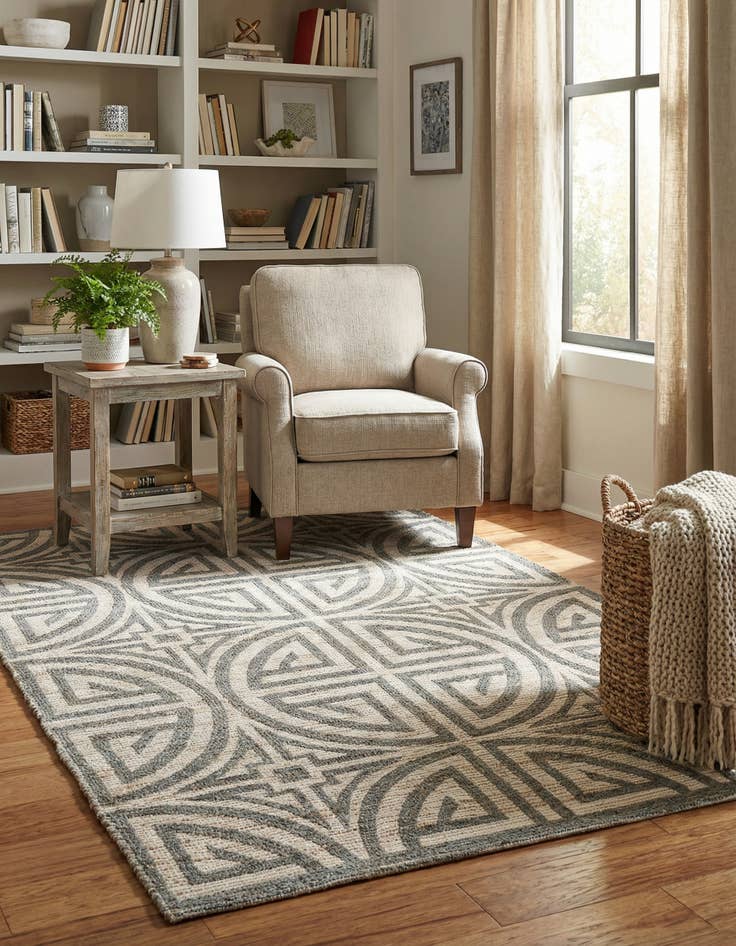 Detail image of 5' 1 x 8'  Hand Woven Chenille Jute Rug