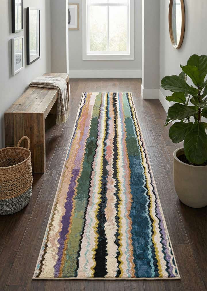 2' 7 x 10' Easy-Clean Modern Indoor / Outdoor Runner Rug