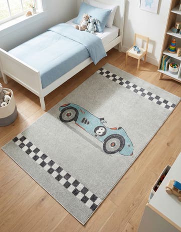 5' 3 x 8' Racecar Whimsy Kids Rug