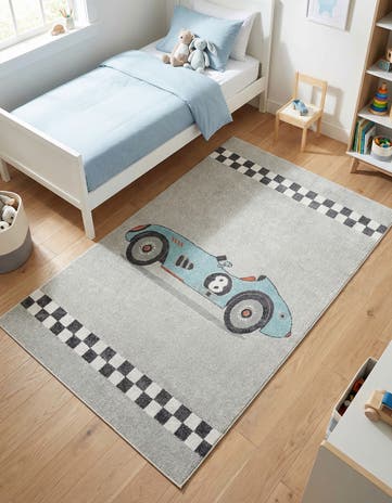 5' 3 x 8' Racecar Whimsy Kids Rug