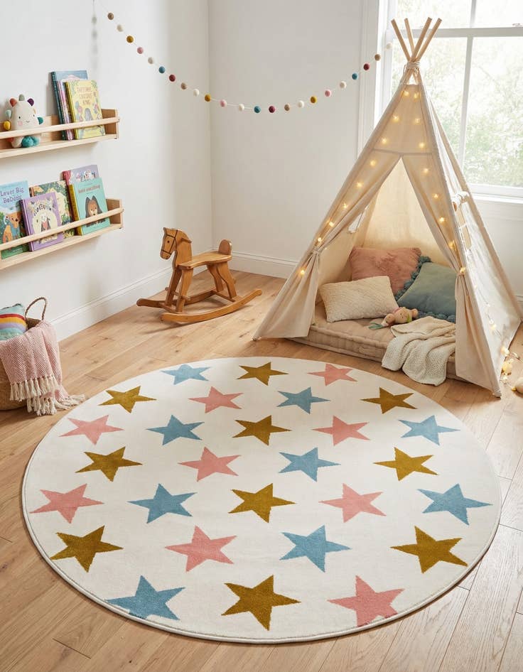 Detail image of 5' 3 x 5' 3 Whimsy Kids Round Rug