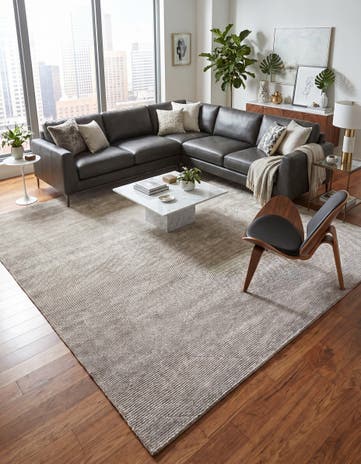 Steel gray WoolCraft Geometric Square Rug