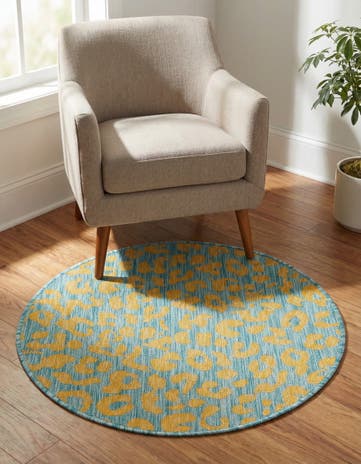 3' x 3' Easy-Clean Safari Indoor / Outdoor Round Rug
