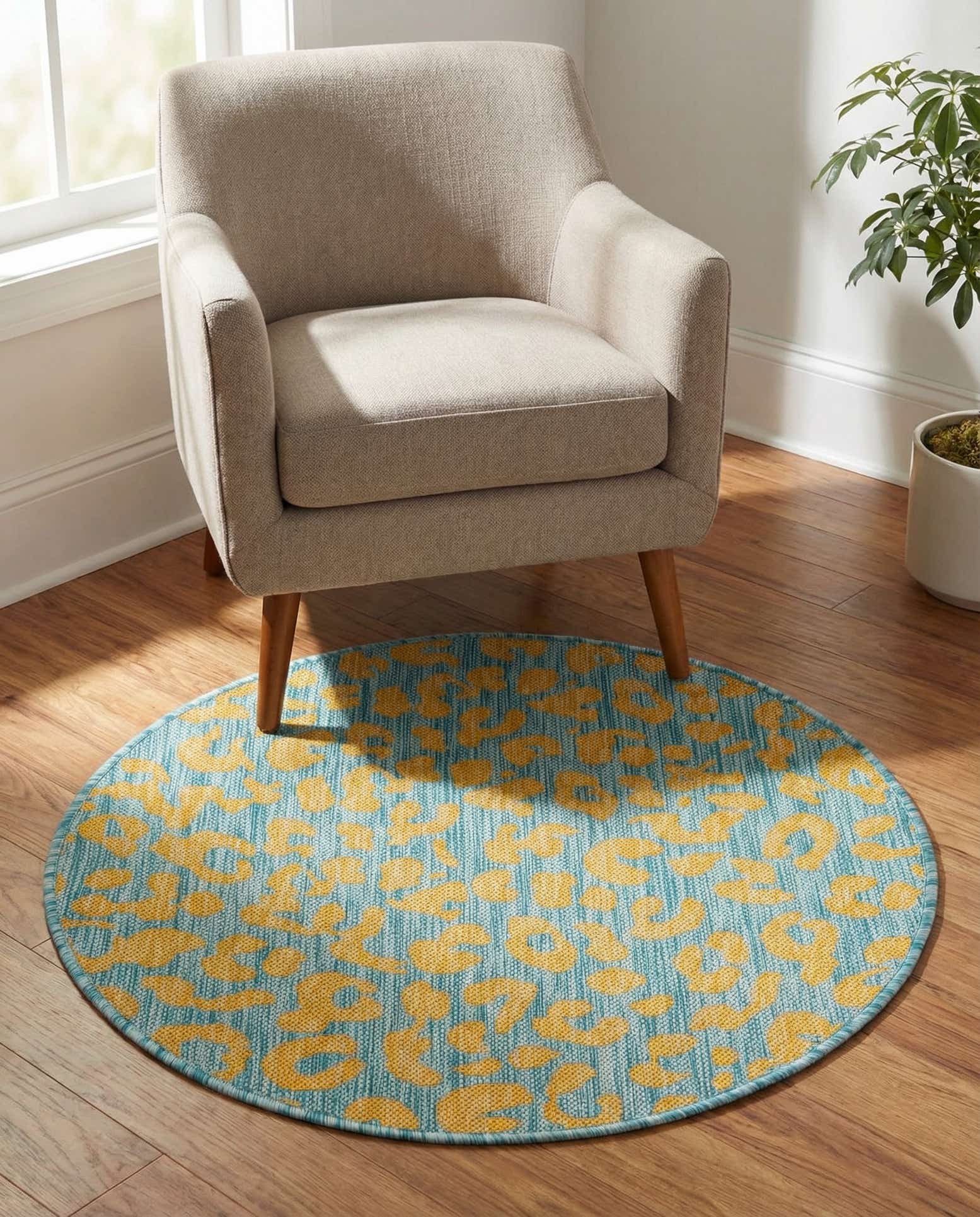 3' x 3' Easy-Clean Safari Indoor / Outdoor Round Rug