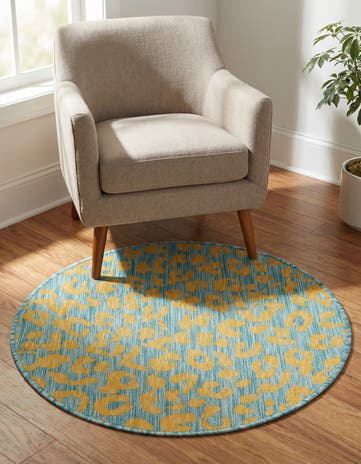 3' x 3' Easy-Clean Safari Indoor / Outdoor Round Rug