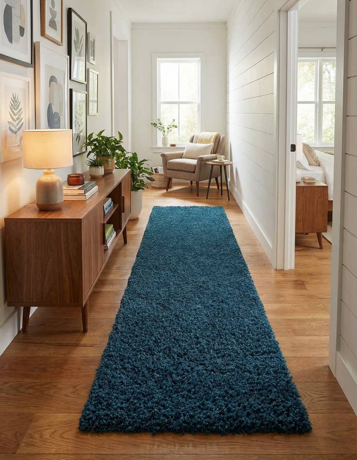 Detail image of 2' 7 x 10' Solid Shag Runner Rug