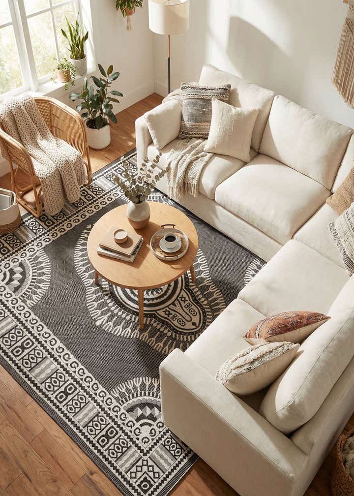 10' x 10' Easy-Clean Traditional Indoor / Outdoor Square Rug