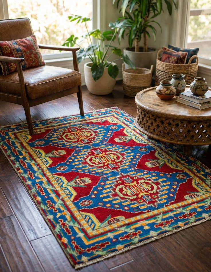 Detail image of 3' 5 x 4' 10 Hand Knotted Balouch Wool Rug